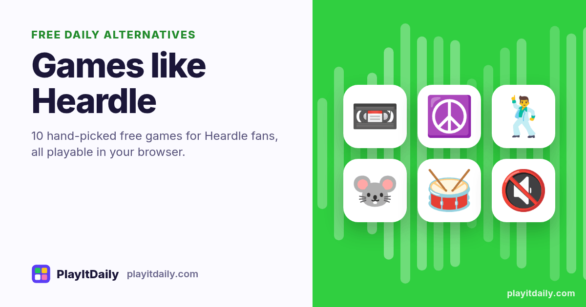 Games like Heardle: PlayItDaily illustration showing the emoji of 10 free daily alternatives
