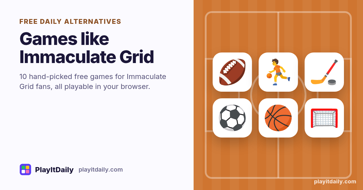 Games like Immaculate Grid: PlayItDaily illustration showing the emoji of 10 free daily alternatives
