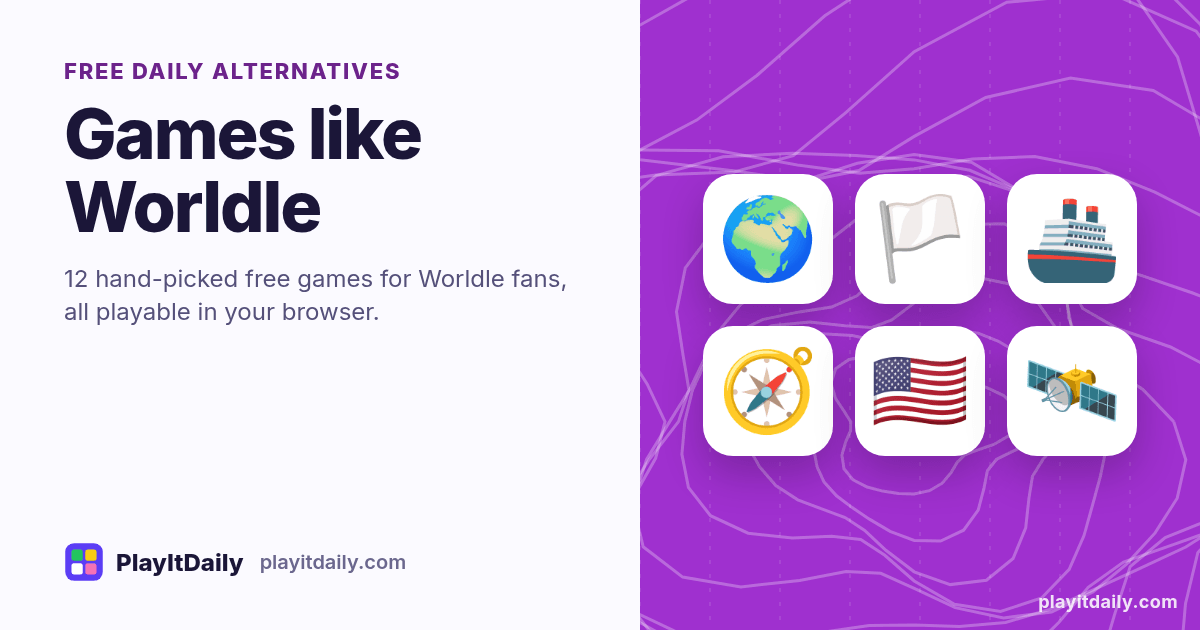 Games like Worldle: PlayItDaily illustration showing the emoji of 12 free daily alternatives