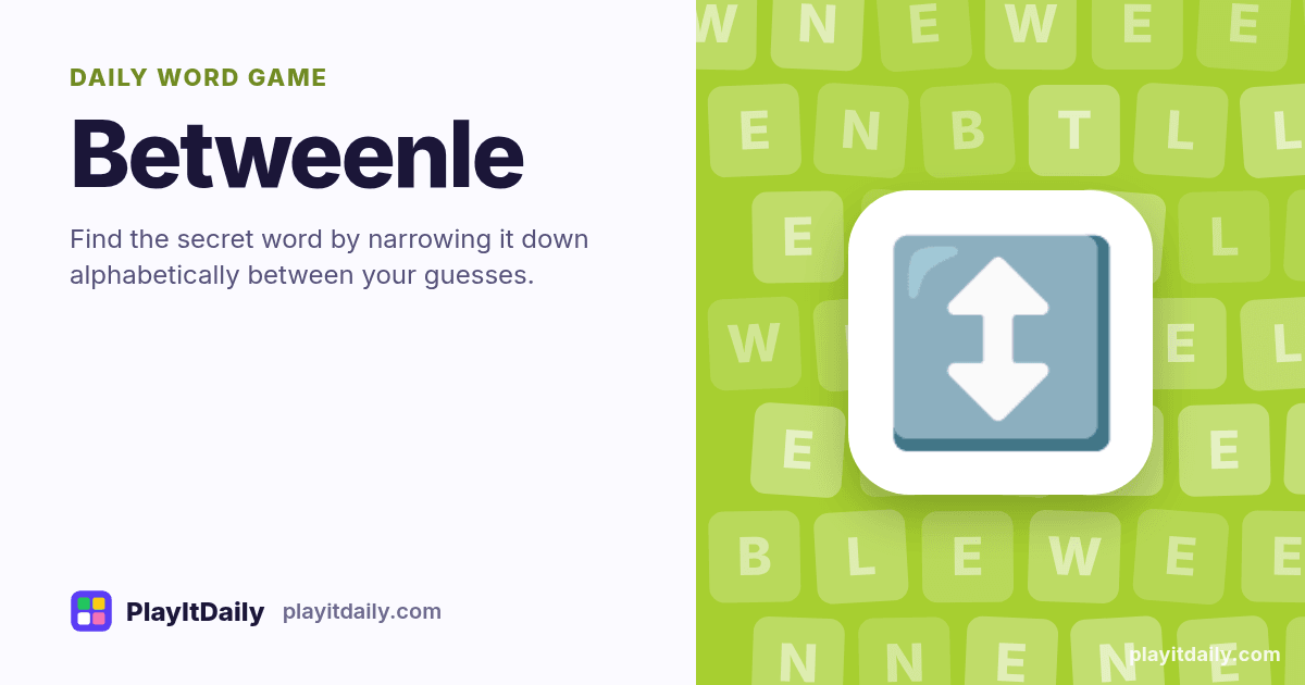 Betweenle cover art by PlayItDaily: the Betweenle emoji on a background of letter tiles, labelled “daily word game”