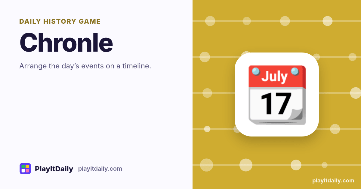 Chronle cover art by PlayItDaily: the Chronle emoji on a background of timeline dots, labelled “daily history game”