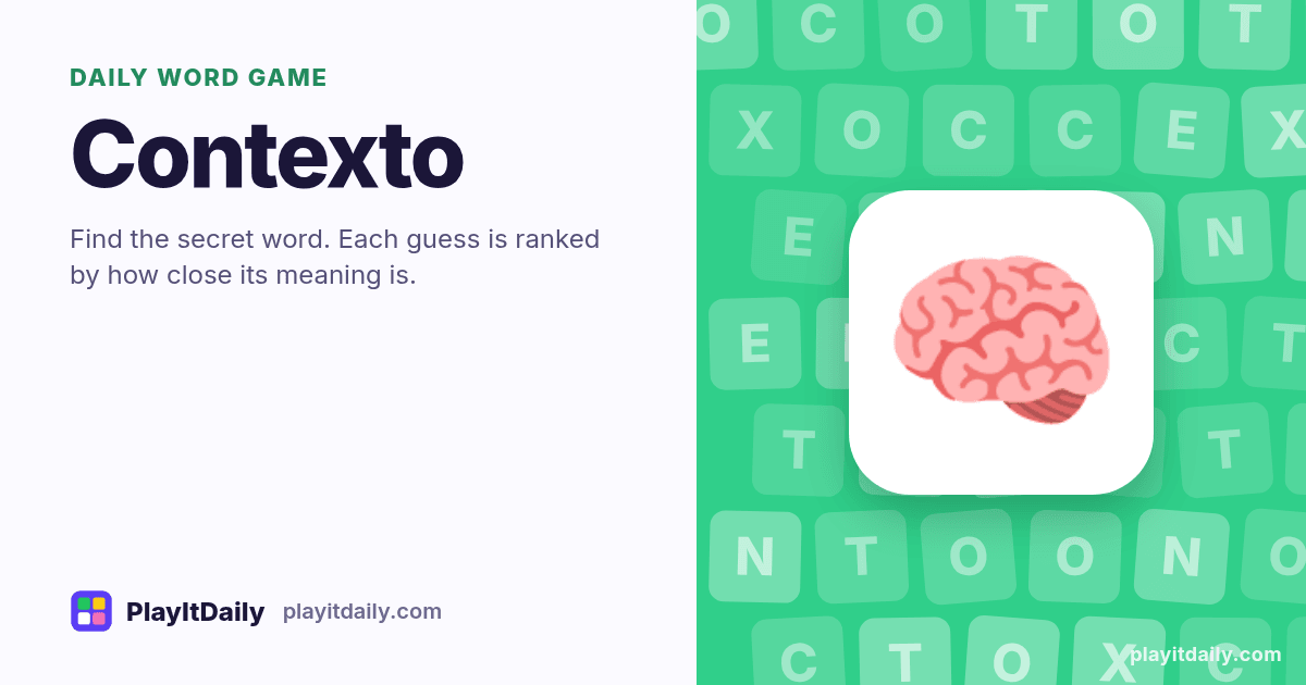 Contexto cover art by PlayItDaily: the Contexto emoji on a background of letter tiles, labelled “daily word game”
