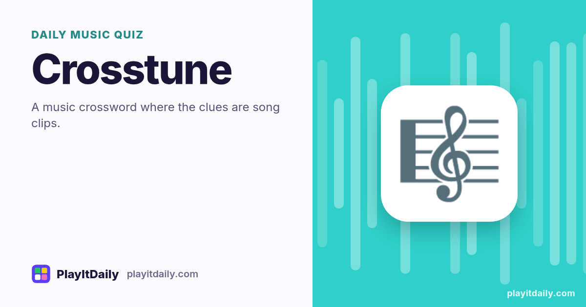 Crosstune cover art by PlayItDaily: the Crosstune emoji on a background of sound-wave bars, labelled “daily music quiz”