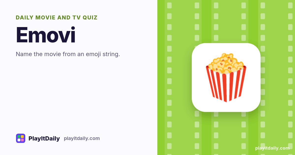 Emovi cover art by PlayItDaily: the Emovi emoji on a background of film strip, labelled “daily movie and TV quiz”