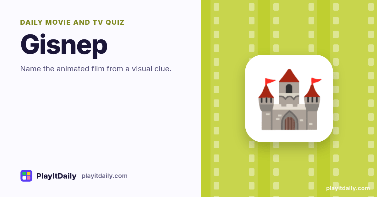 Gisnep cover art by PlayItDaily: the Gisnep emoji on a background of film strip, labelled “daily movie and TV quiz”