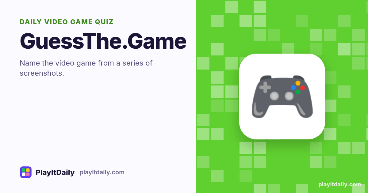 GuessThe.Game cover art by PlayItDaily: the GuessThe.Game emoji on a background of pixel blocks, labelled “daily video game quiz”
