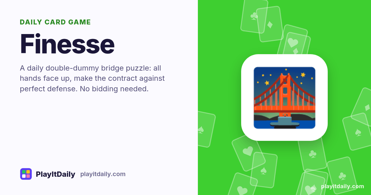 Finesse cover art by PlayItDaily: the Finesse emoji on a background of fanned playing cards, labelled “daily card game”