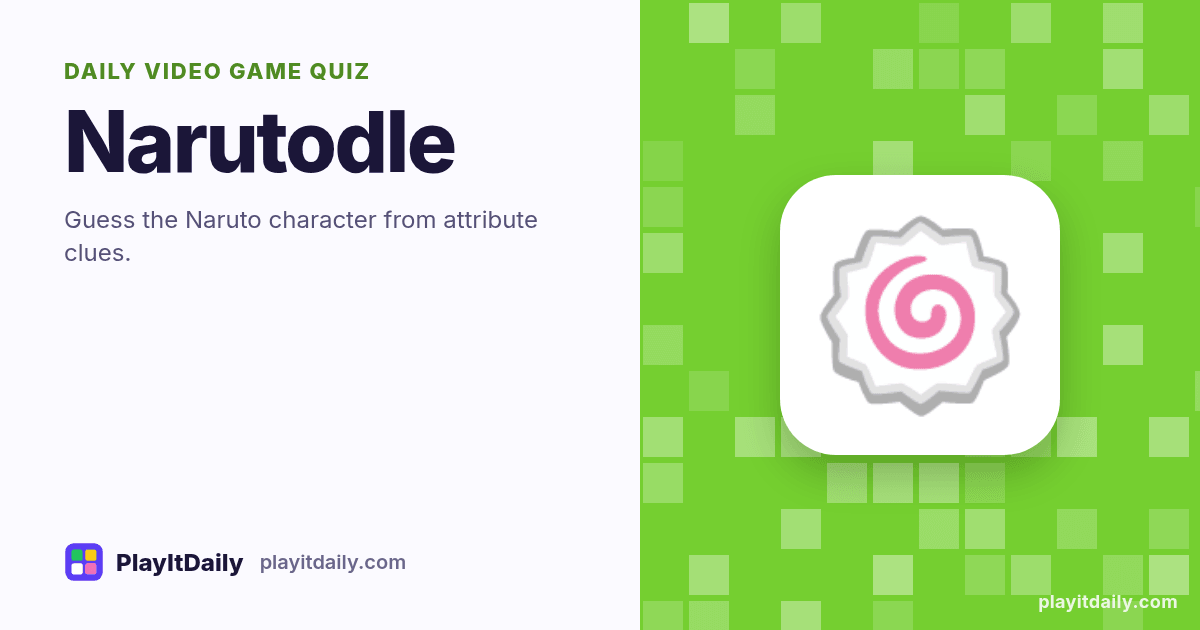 Narutodle cover art by PlayItDaily: the Narutodle emoji on a background of pixel blocks, labelled “daily video game quiz”