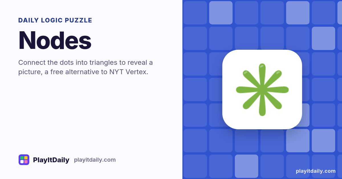 Nodes cover art by PlayItDaily: the Nodes emoji on a background of logic grid, labelled “daily logic puzzle”