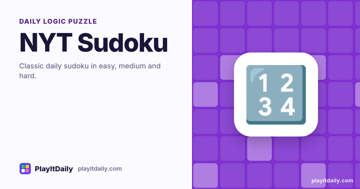 NYT Sudoku cover art by PlayItDaily: the NYT Sudoku emoji on a background of logic grid, labelled “daily logic puzzle”