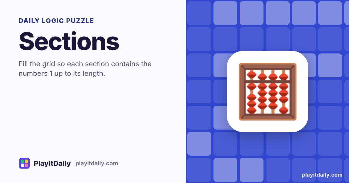Sections cover art by PlayItDaily: the Sections emoji on a background of logic grid, labelled “daily logic puzzle”