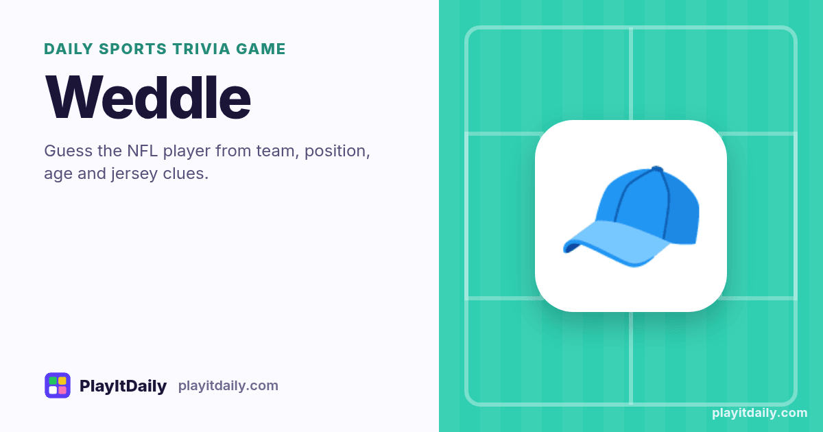 Weddle cover art by PlayItDaily: the Weddle emoji on a background of field markings, labelled “daily sports trivia game”