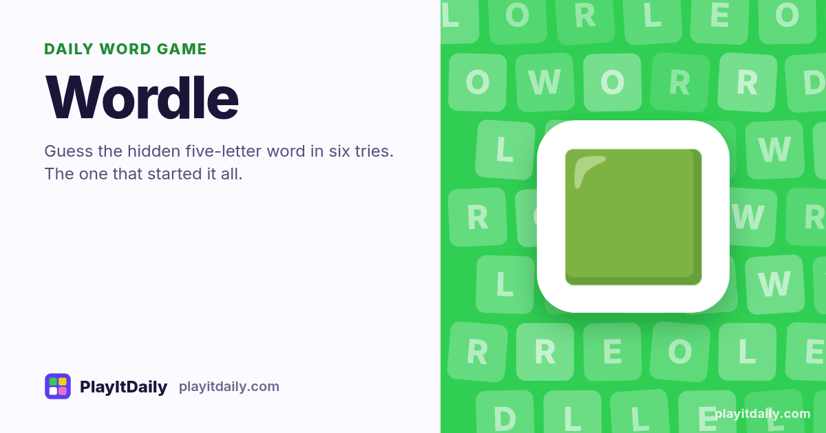 Wordle cover art by PlayItDaily: the Wordle emoji on a background of letter tiles, labelled “daily word game”